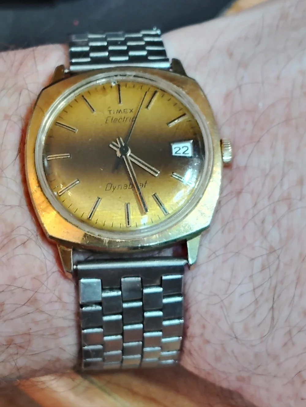Timex Electric Dynabeat With 'Tigers eye' Sunburst Dial WORKING